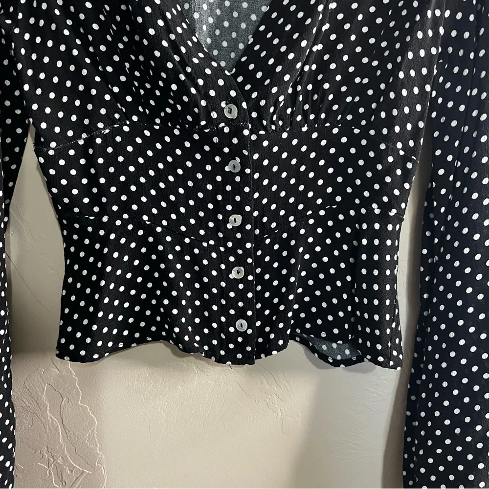 Free‎ People Love Street Polka Dot Peplum Romantic Blouse